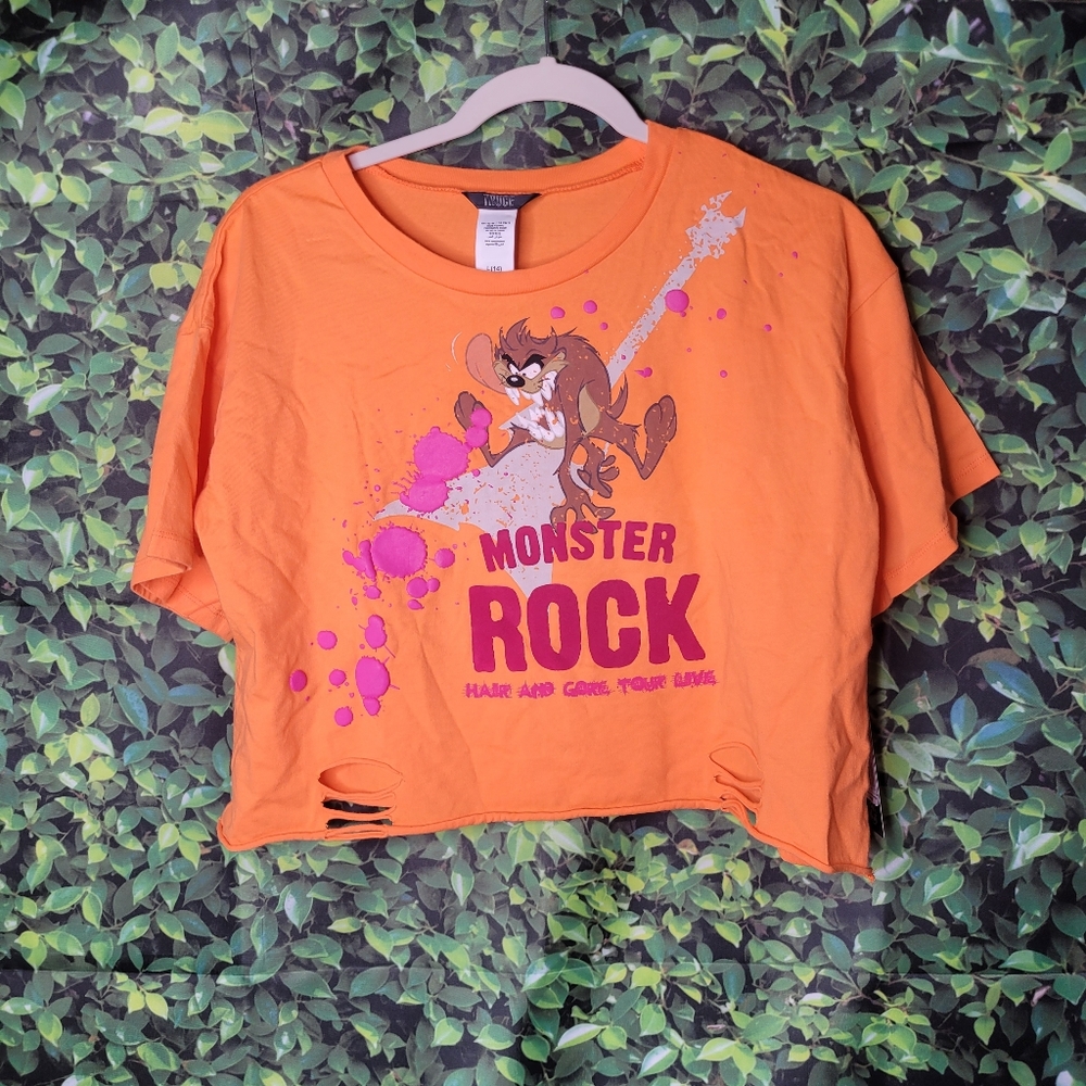 Truce Tshirt Crop Top Taz Tasmania Devil Looney Tunes Tee Girls Size Large 14